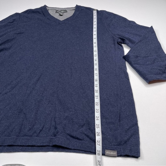 Eddie Bauer Sweater Merino Wool Cotton Navy Blue Outdoor Gorp Office  Tall - Picture 10 of 13